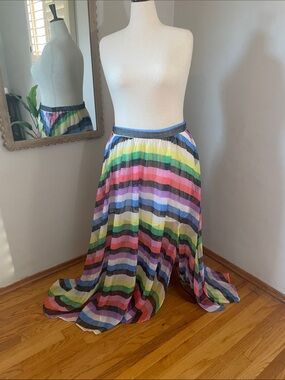ULTIMATE PRIDE SKIRT - flowy light rainbow floor length skirt